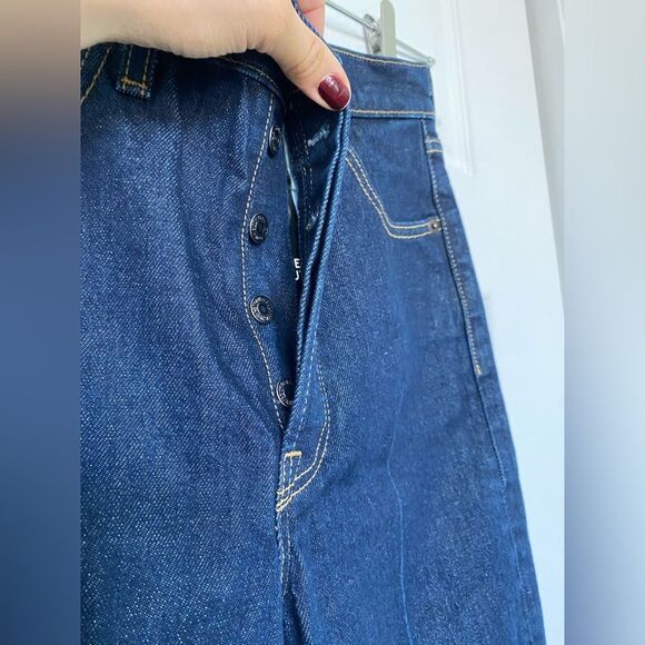 70s Style Levi’s Ribcage Boot Cut & Flare Dark Navy Pants - Picture 3 of 9